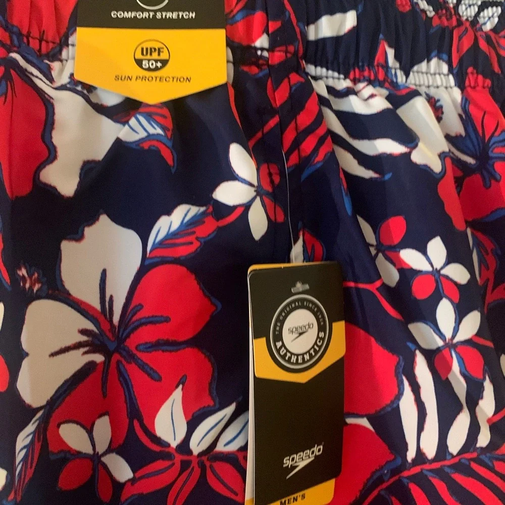 Speedo Men's Comfort stretch UPF 50 Mesh Line Swimming trunks Size SMALL NWT. - Picture 2 of 6